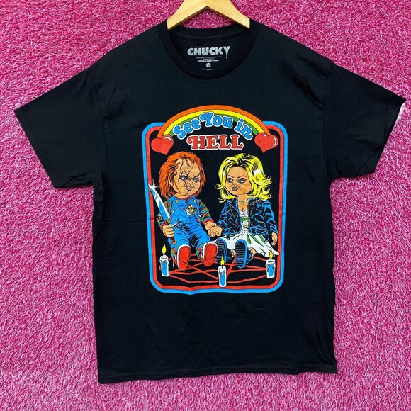 Steven Rhodes Chucky See You In Hell Tarot Card T-Shirt Large - Picture 1 of 4